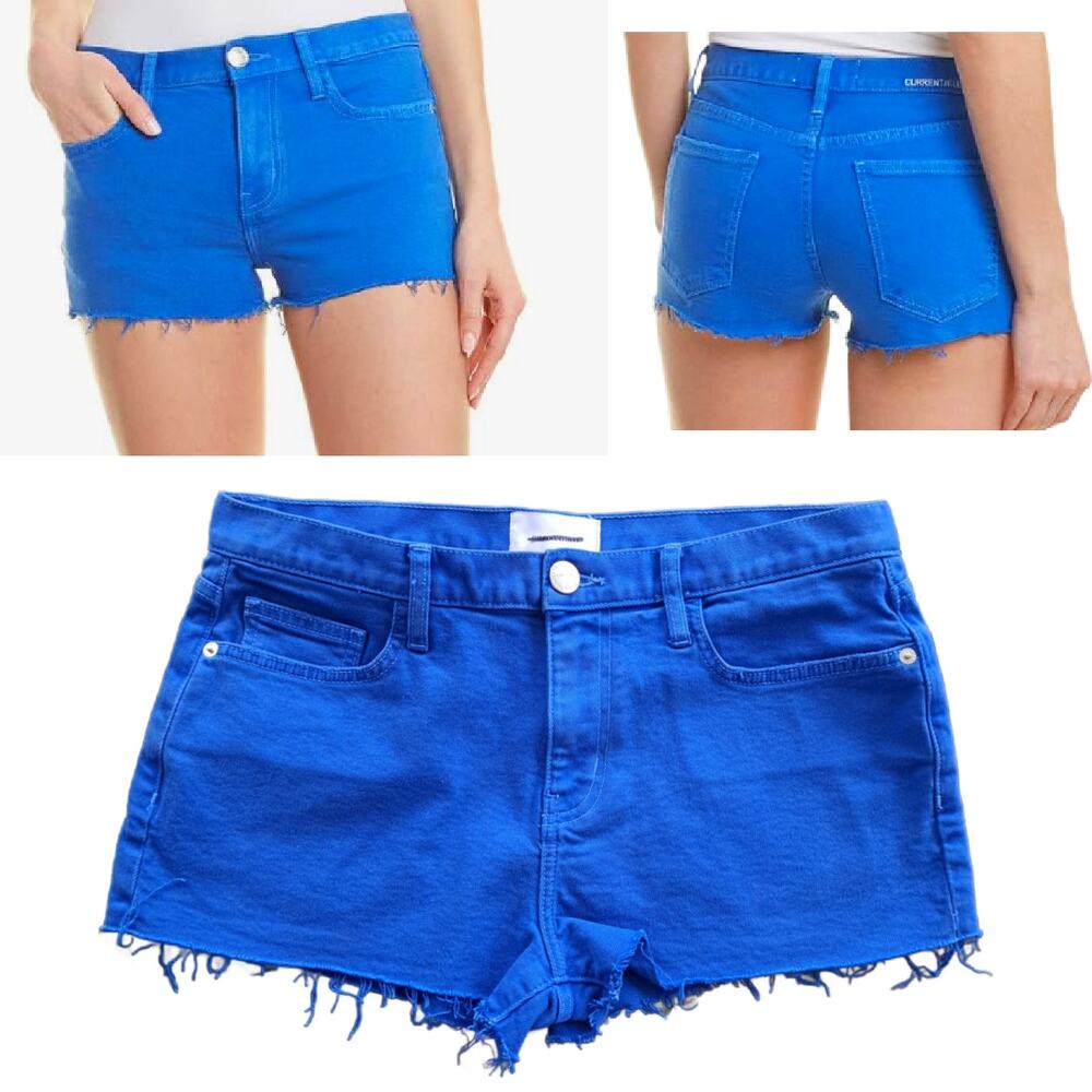 NWT Current Elliot Boyfriend Short Nautical Blue Size 28 Raw Hem Denim Cutoff